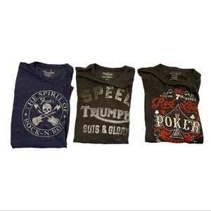 LUCKY BRAND SUMMER GRAPHIC TEE BUNDLE (3) 50% Polyester Easy Care Size XL